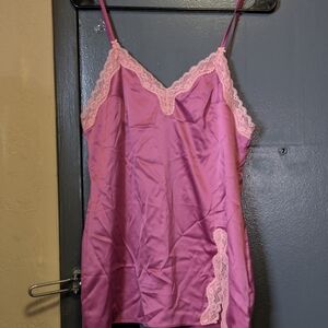 Victoria's Secret Pink Satin Chemise with Lace